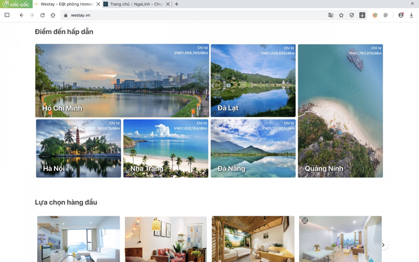 Dự án web Westay do Nga Linh tư vấn và thiết kế