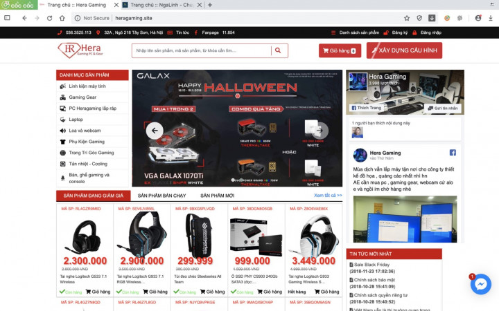 Hera Gaming Gear Dự án web Hera Gaming Gear do Nga Linh tư vấn và thiết kế