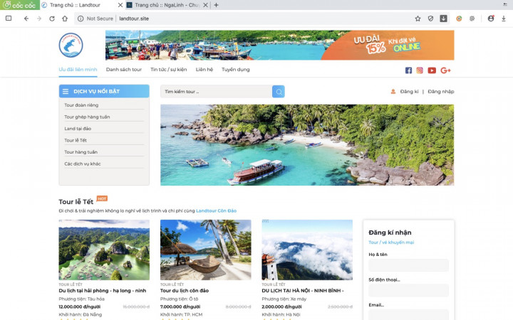 Dự án web Landtour Côn Đảo do Nga Linh tư vấn và thiết kế