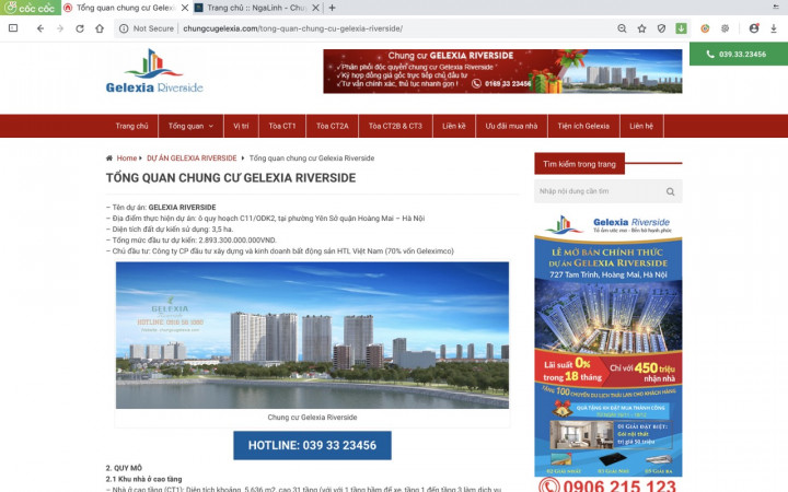 Gelexia Riverside Dự án web Gelexia Riverside do Nga Linh tư vấn và thiết kế